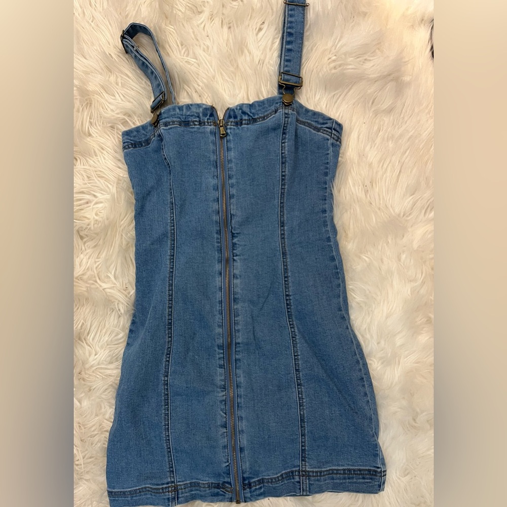 Forever 21 Front Zip Denim Dress